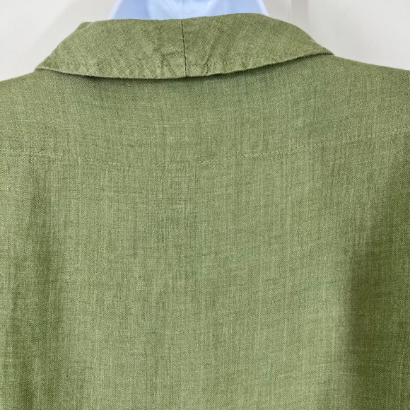 FLAX Button down with stitching accents, Oversized Buttons S, Coastal sage - Picture 8 of 16
